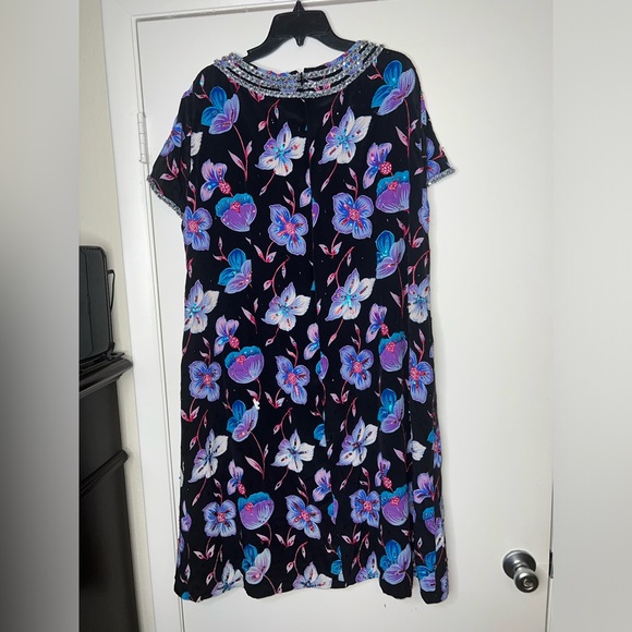 Vintage MUNA COUTURE Custom Made Beaded Lined Fully Silk Dress Sz 16-18 - Picture 8 of 10